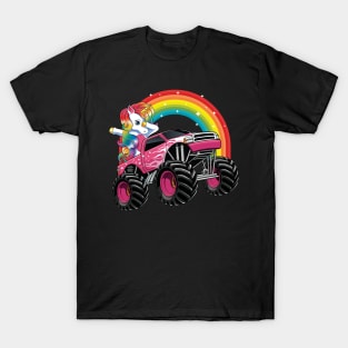 Dabbing Unicorn Monster Truck Birthday Party Gift T-Shirt